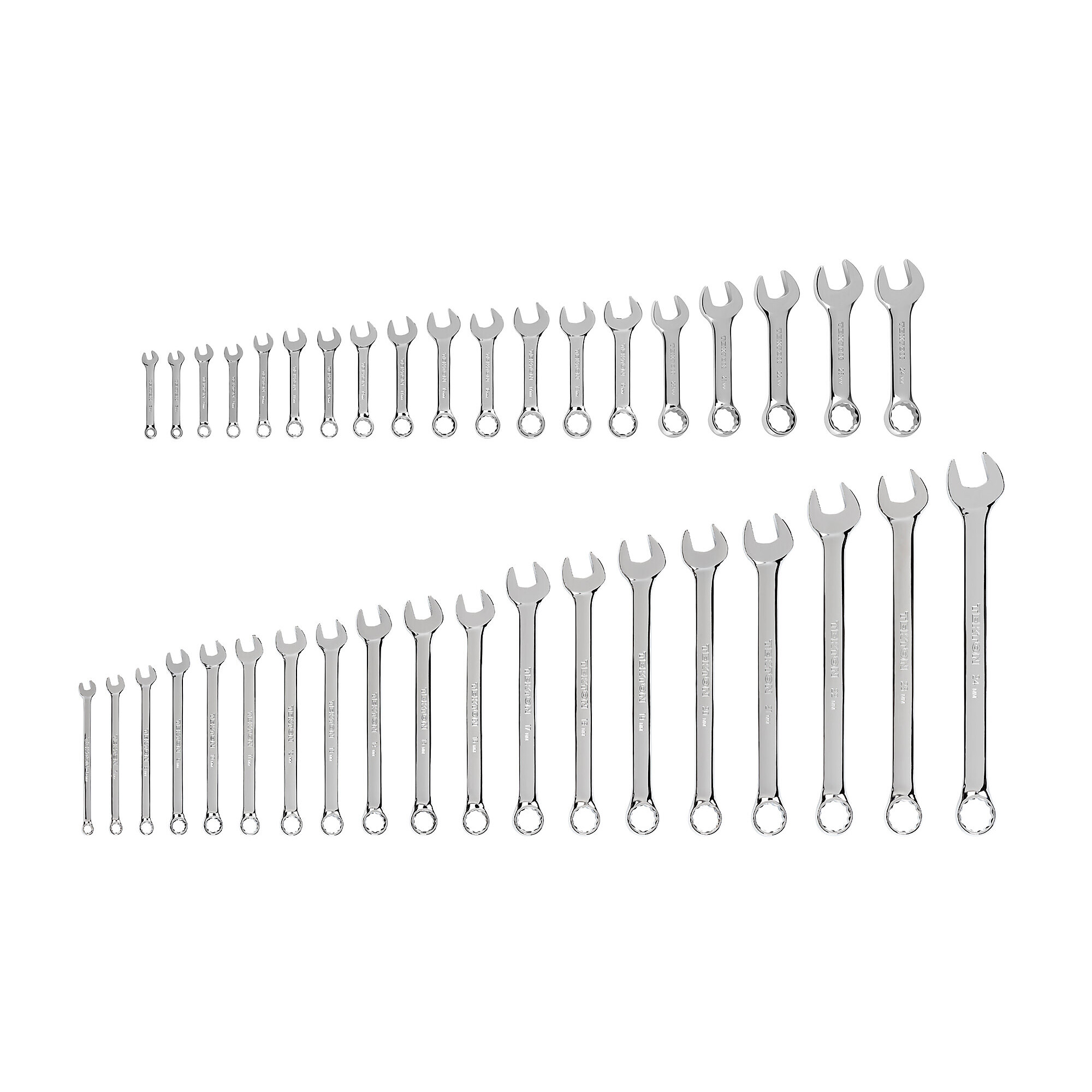 TEKTON Stubby and Standard Length Combination Wrench Set, 38-Piece (6 - 24 mm) | WCB90906